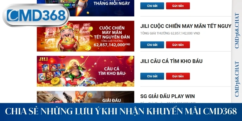 Chia sẻ những lưu ý khi nhận khuyến mãi CMD368